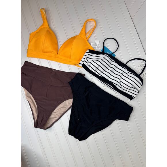 NWT Cupshe Two Piece Swimsuit Bikini Bralette & Triangle High Waist BUNDLE Sz L - Picture 1 of 6